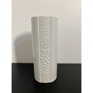 Vintage Naaman Artline Israel White Glossy Porcelain Bubble Design Vase 9 1/4”